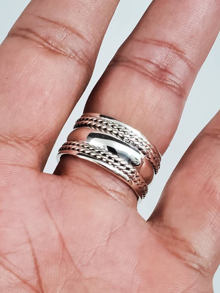 Double Chain Link Sterling Silver Men's Band