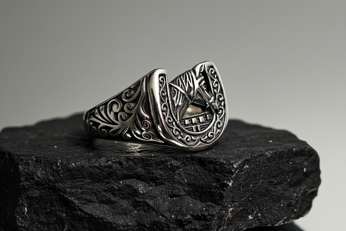 Horse Shoe Men's Ring – Sterling Silver
