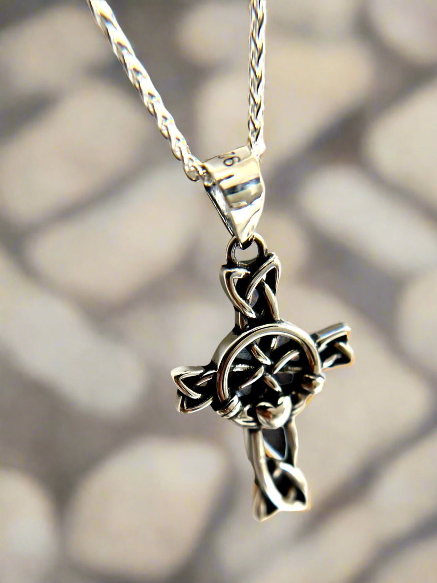Celtic Irish Claddagh Pendant 925 Sterling Silver