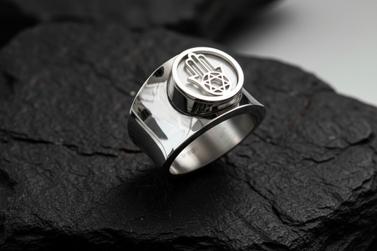 Mother of Pearl Look Hamza Ring