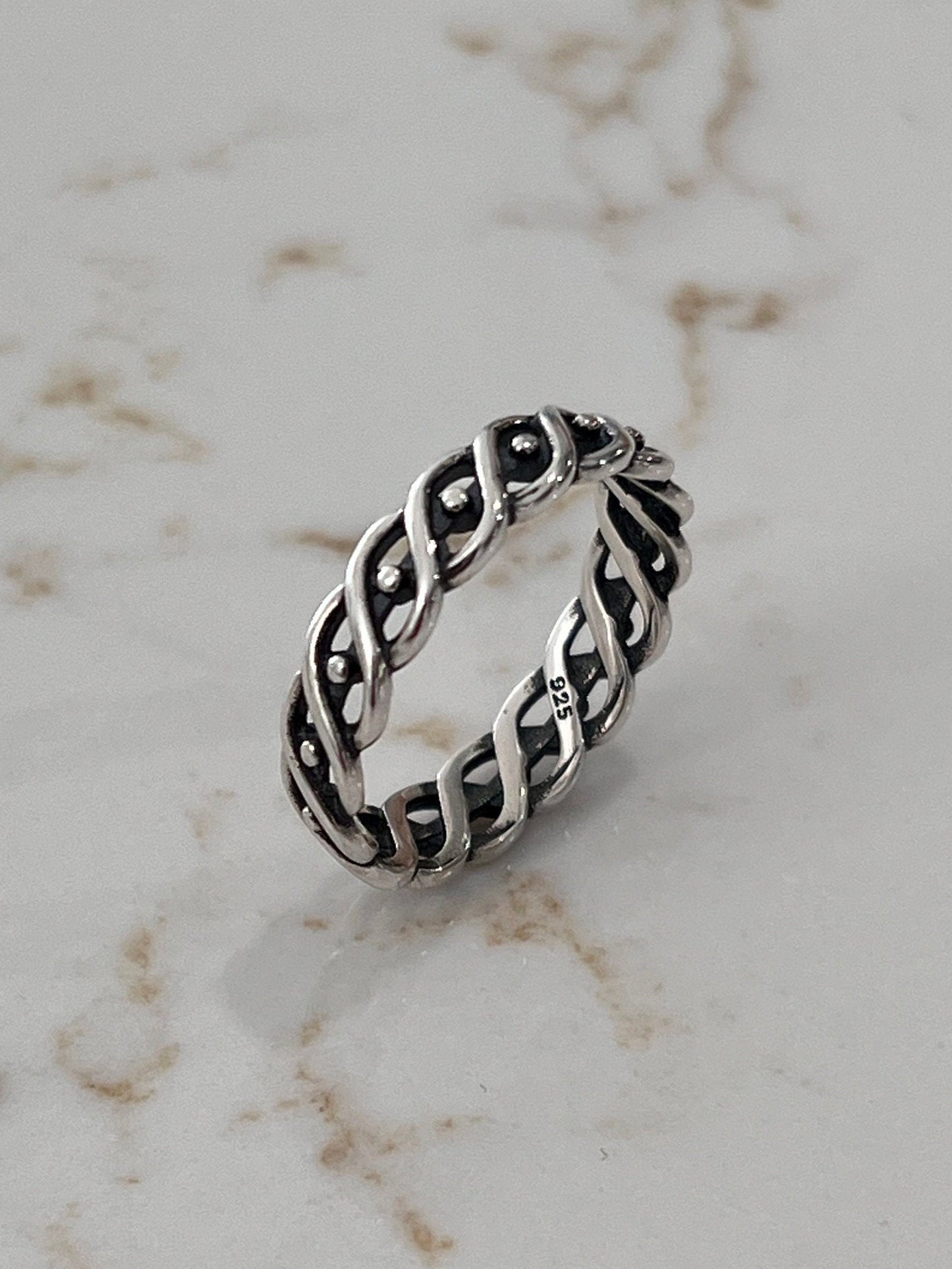 The Spiral Eye, Sterling Silver Men's Ring, 5mm Wedding Band, Engagement Rings for Men or Unisex