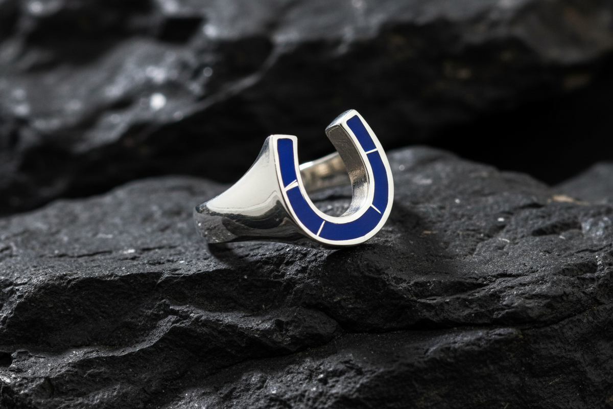 Horse Shoe Blue Rider Ring