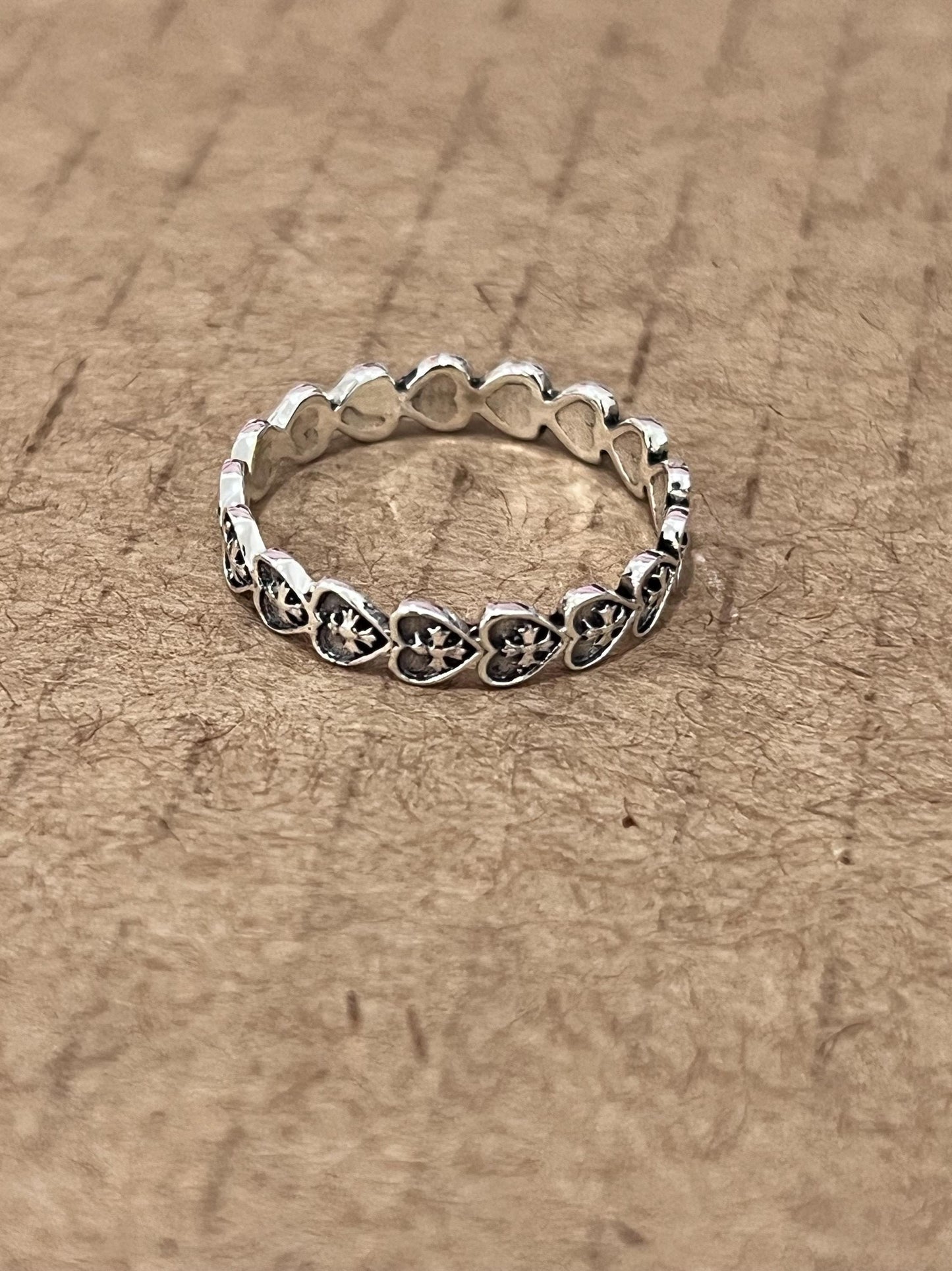 Oxidized Sterling Silver Heart Cross Ring: Medieval Style Band