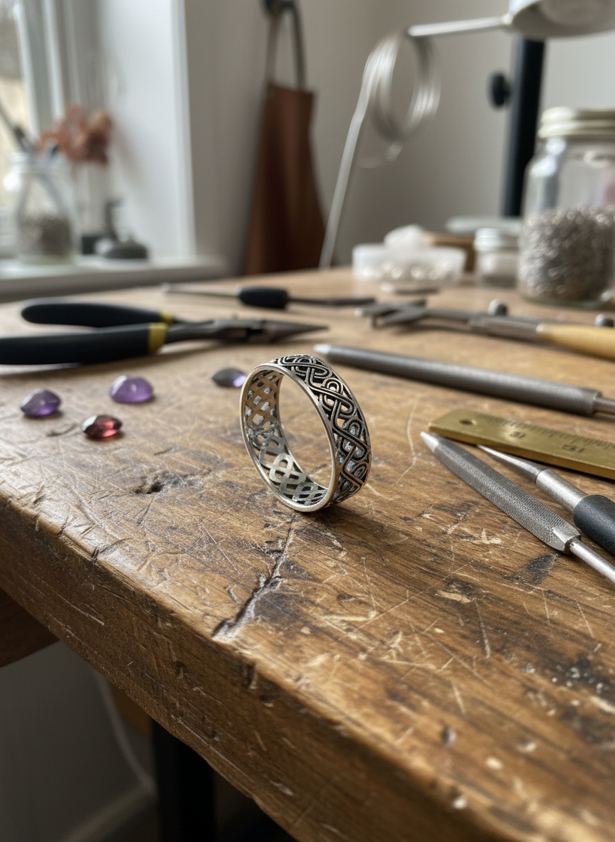 The Celtic Men's Ring is a stunning 7mm sterling silver band, specifically designed for men. This ring makes for an ideal gift.