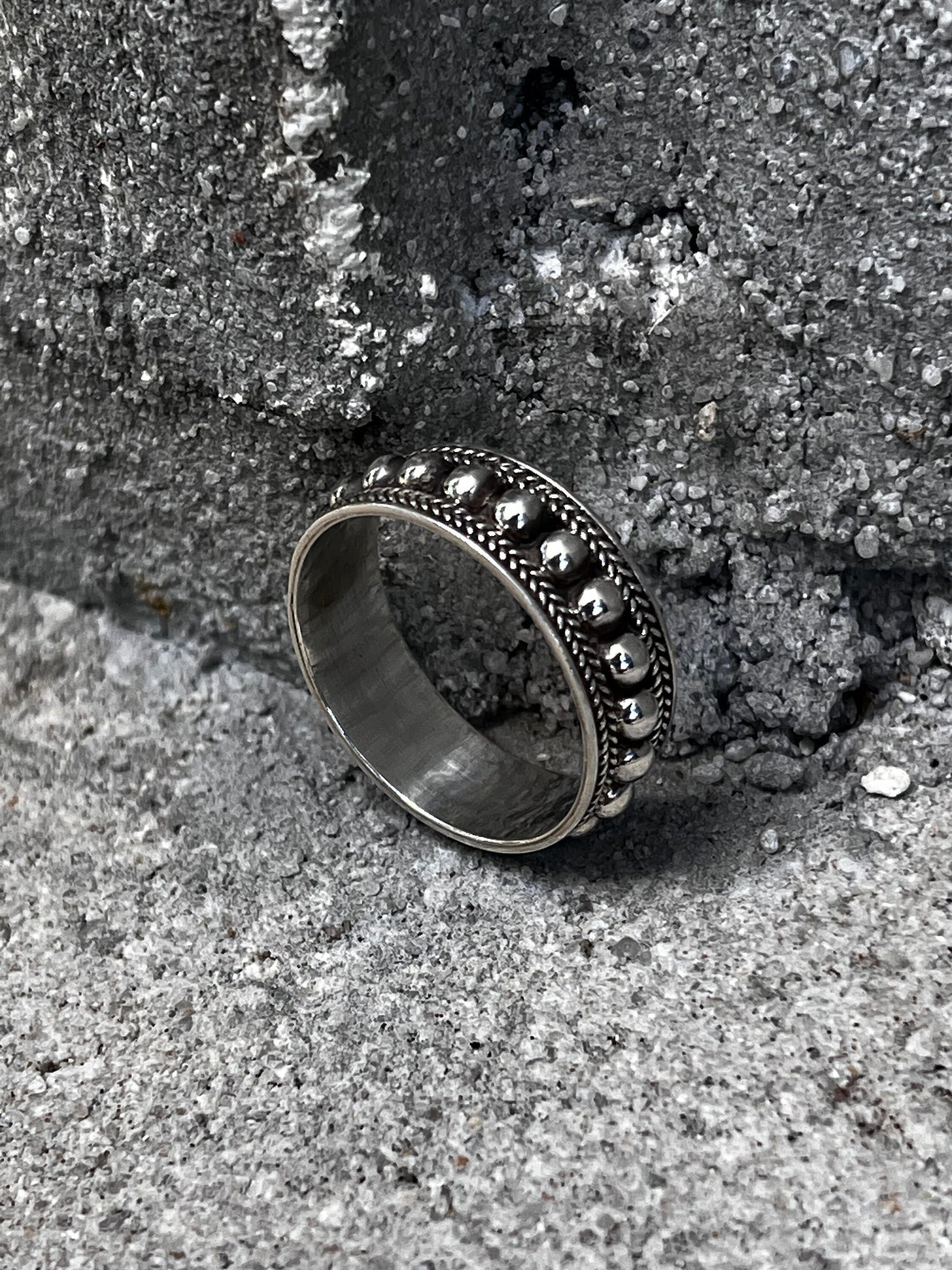 Bali Bead Sterling Silver Ring