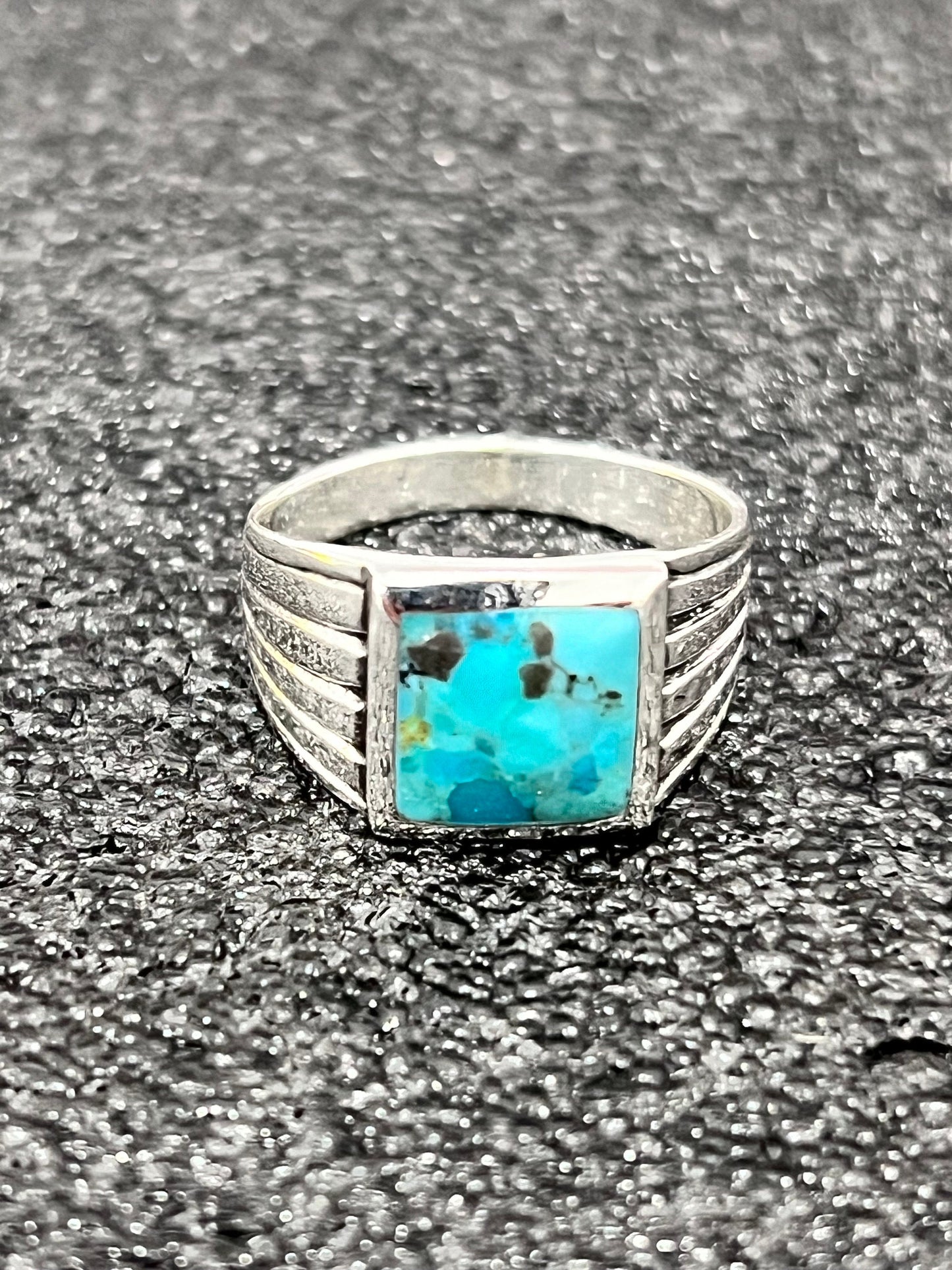 Turquoise Stone Men's Silver Ring, Sterling Silver Ring for Men, Oxidized Traditional Men's Ring