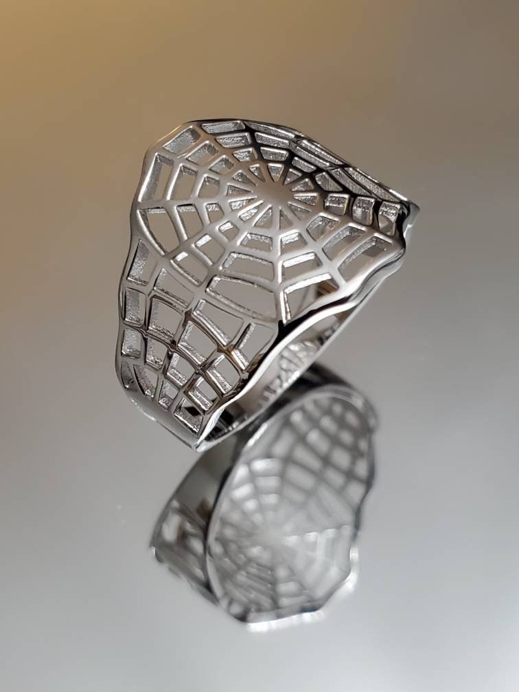 Web Men's Ring, Sterling Silver Men's Ring, Statement Ring for him, Spider Web Ring, Gothic Ring