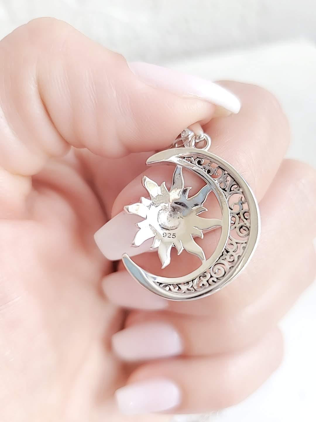 Silver Moon Over The Sun Chain and Pendant