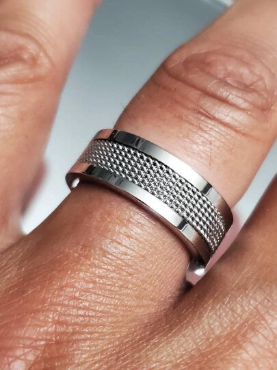 The Silver Men's Ring, Stainless Steel 316L, Wedding Band, Daily Fashion, Anillo!