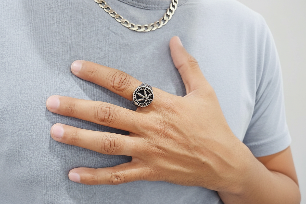 Marijuana Men's Ring – Stainless Steel