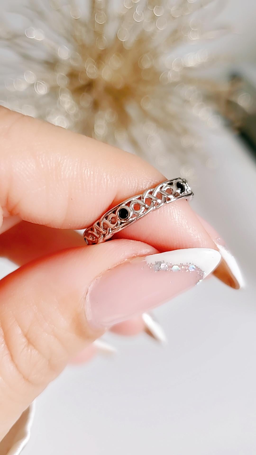 Sterling Silver Celtic Onyx Ring Braided Thumb Band | 925 Stamped | High Polish Finish