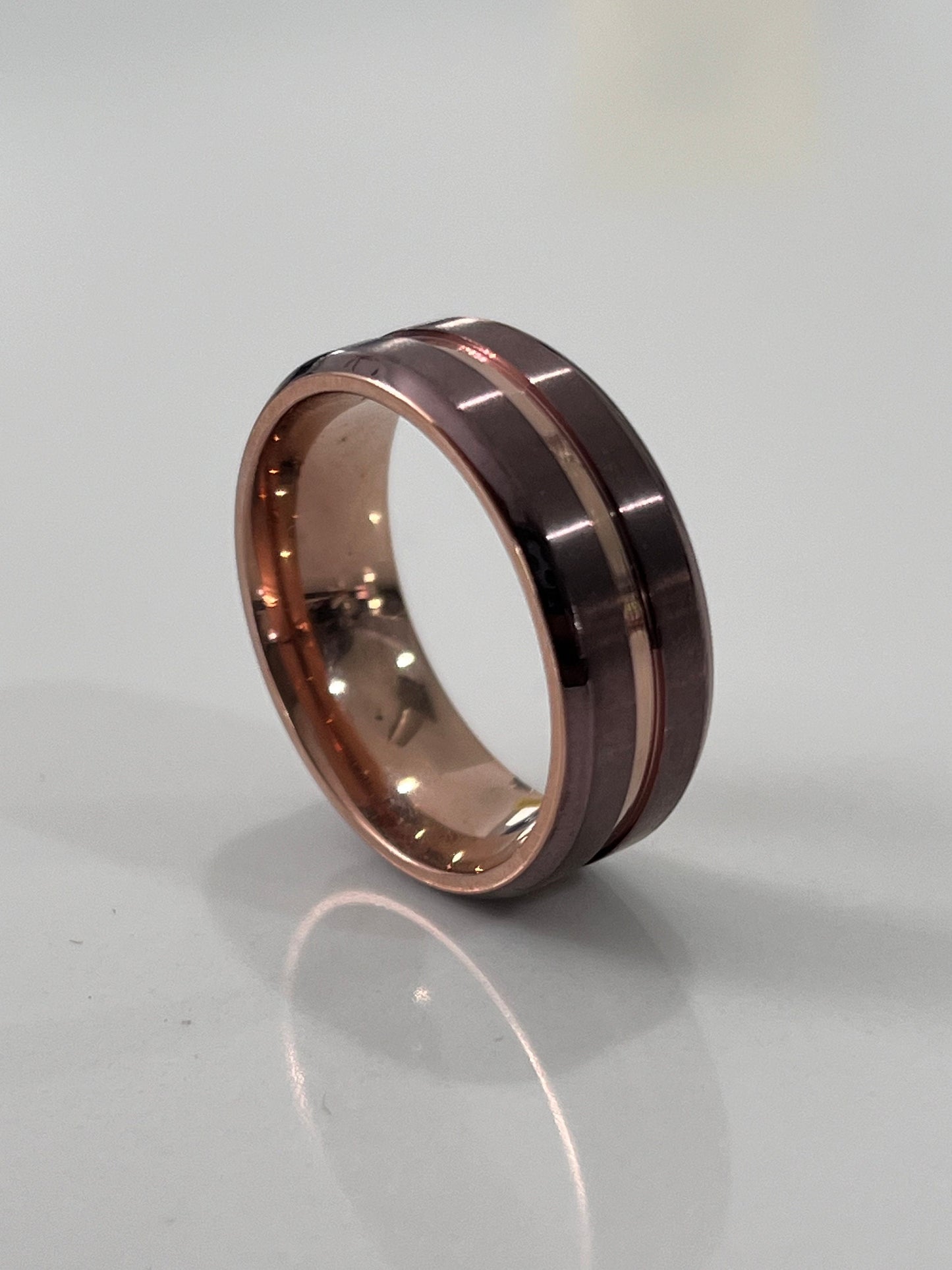 Two Tone Rose & Bronze Band Titanium Trendy Men's Ring