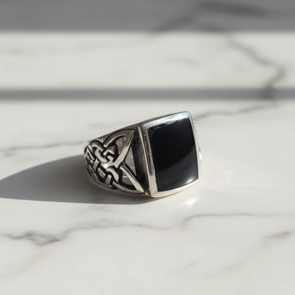 Onyx Celtic Ring
