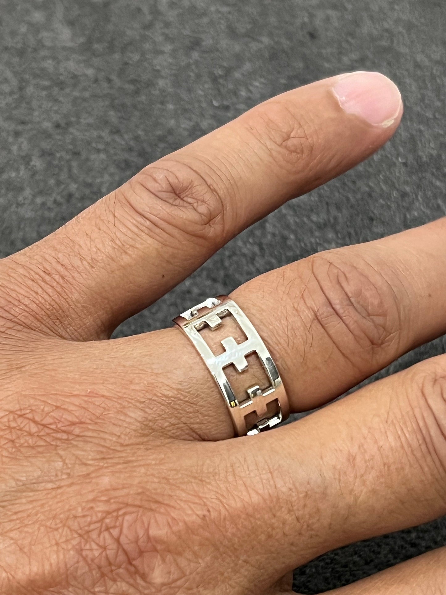 Cross Band Men's Sterling Silver Band