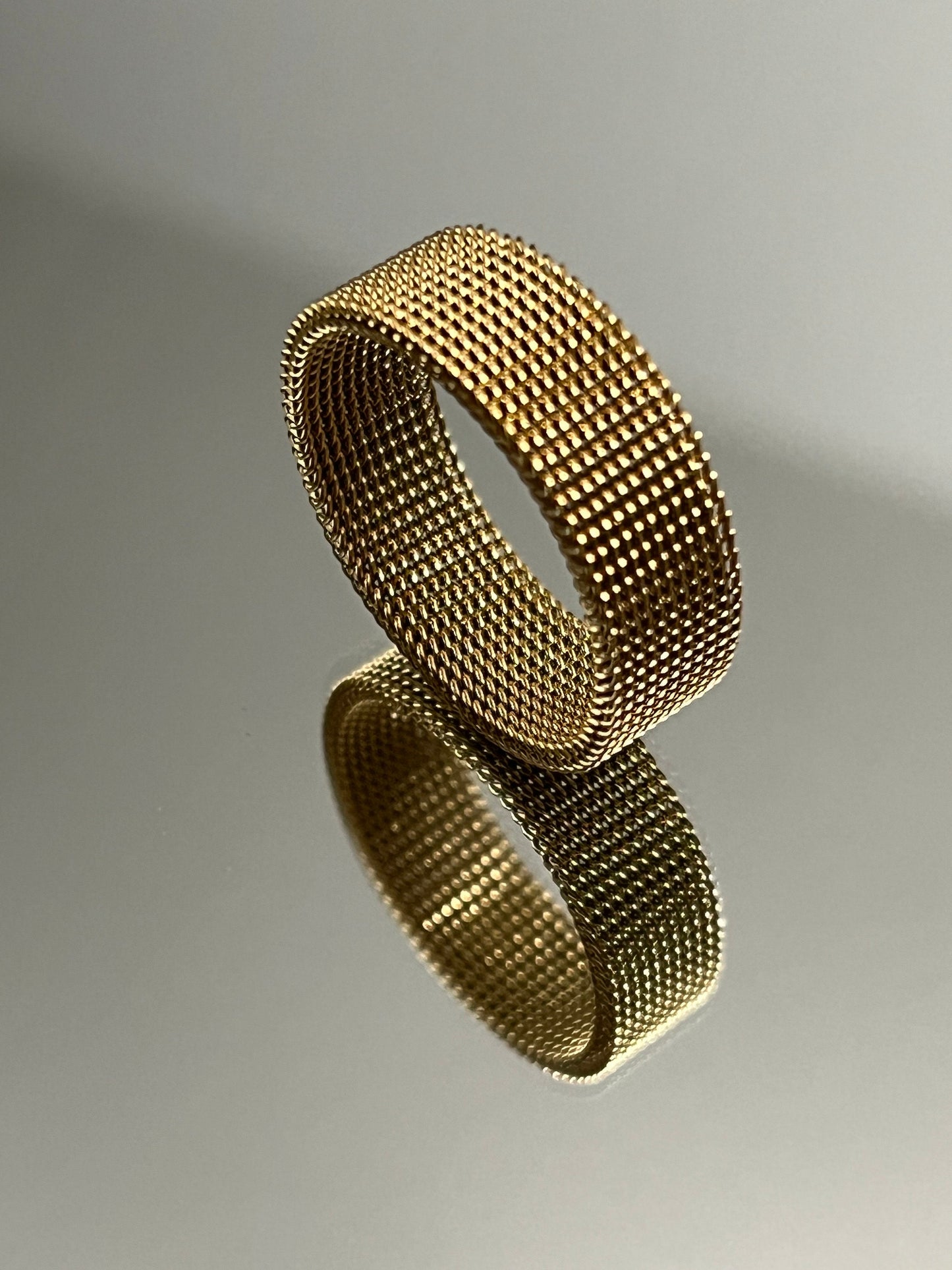 Gold Color Mesh Band 8mm Wedding Band