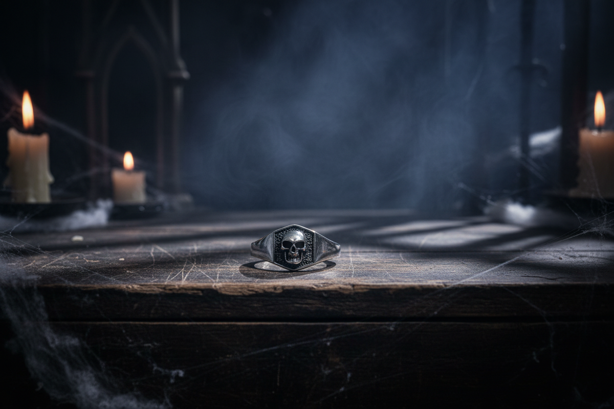 Small Skull Shield Ring