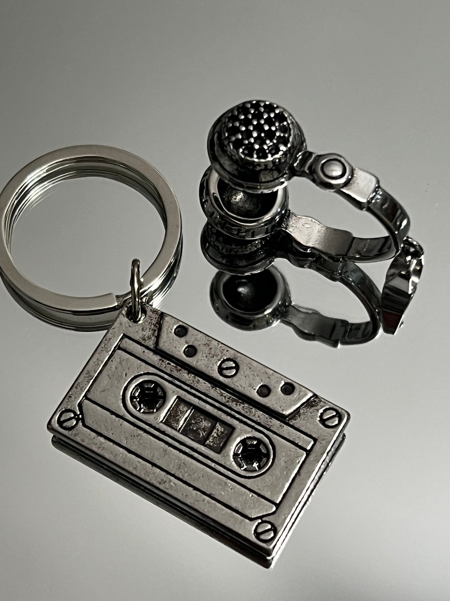 Vintage Cassette Keychain and Headphones