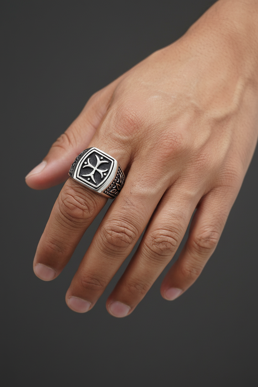 Cross Shield Men's Ring – Stainless Steel