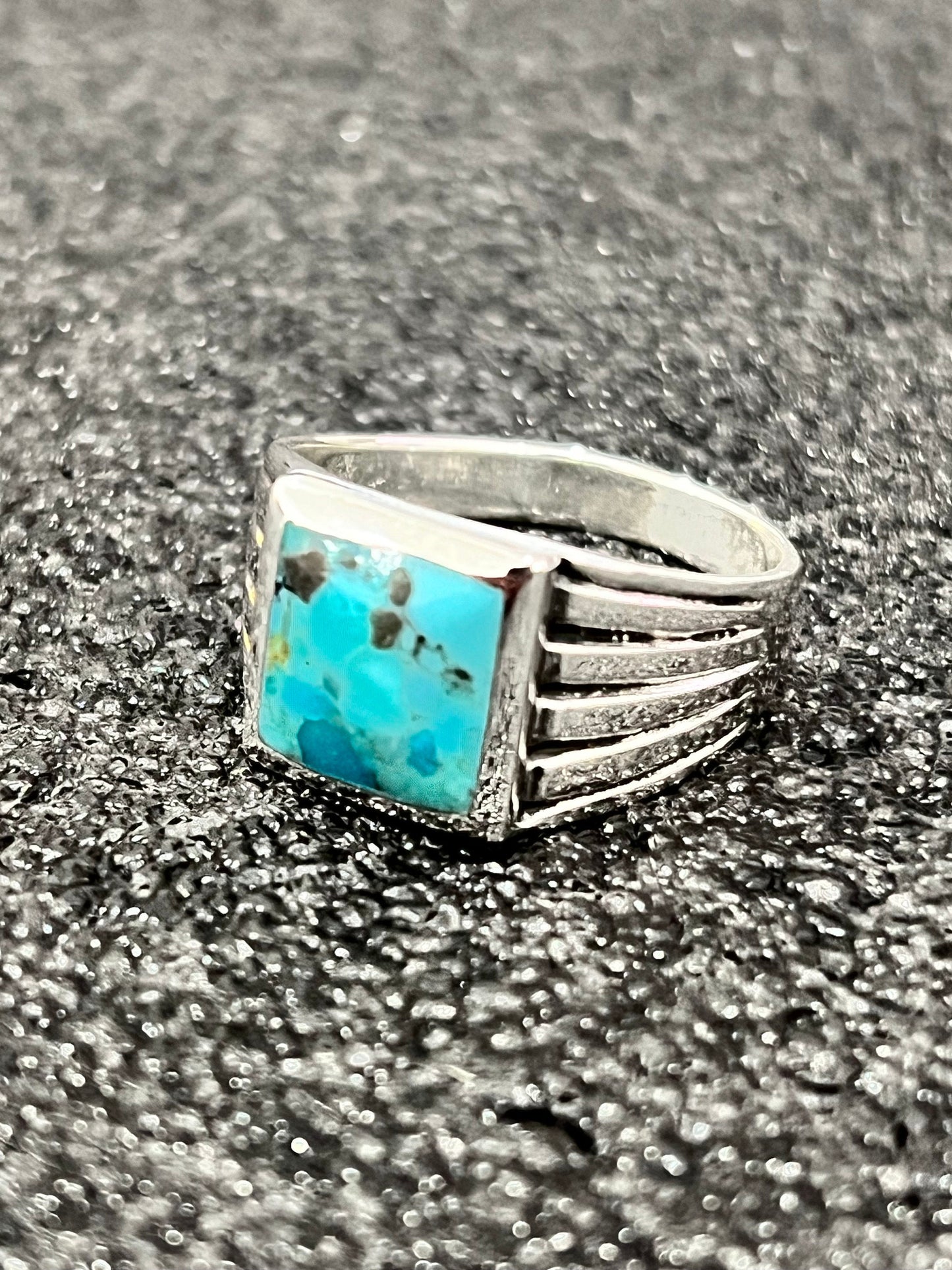 Turquoise Stone Men's Silver Ring, Sterling Silver Ring for Men, Oxidized Traditional Men's Ring