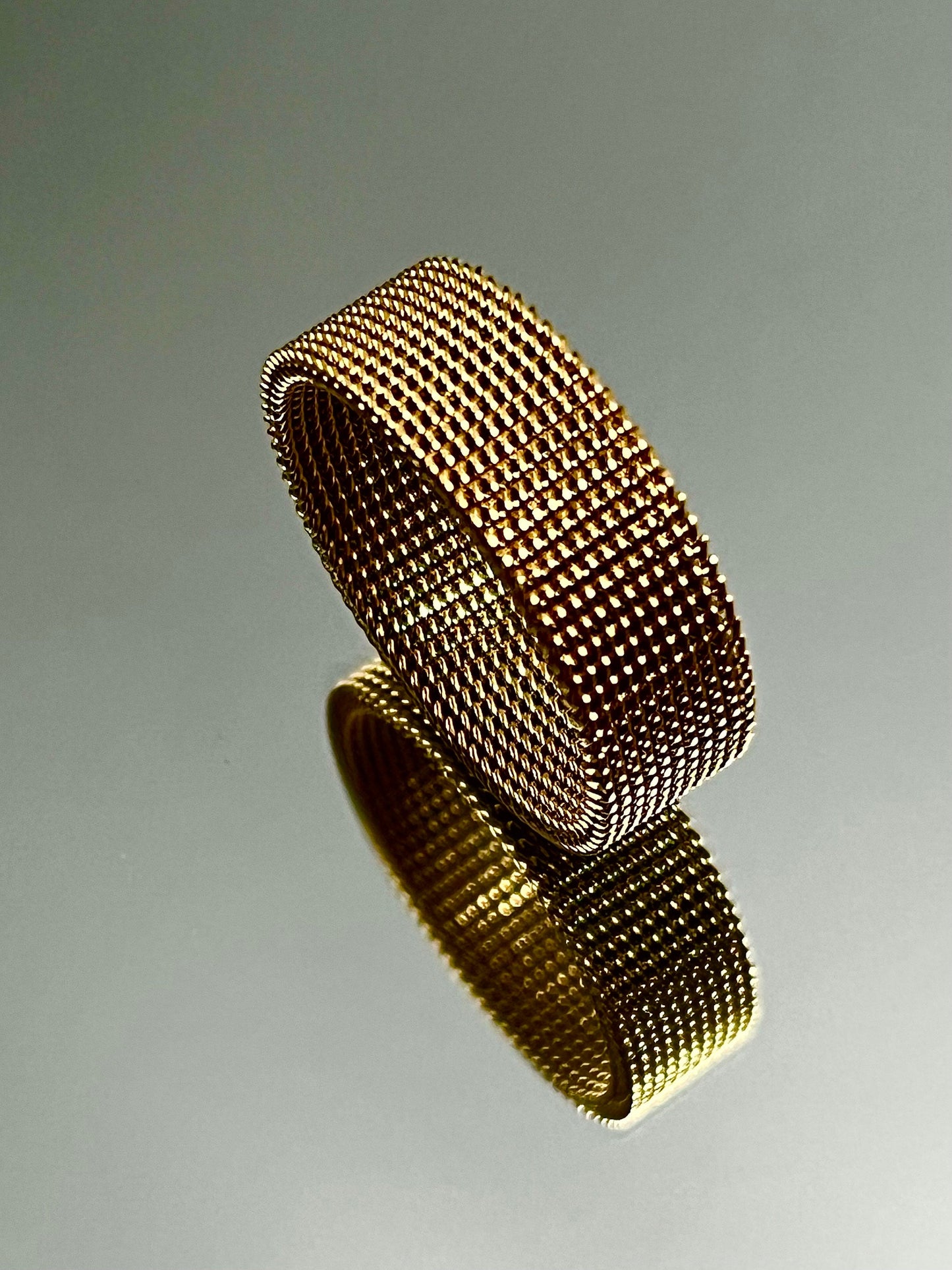 Gold Color Mesh Band 8mm Wedding Band