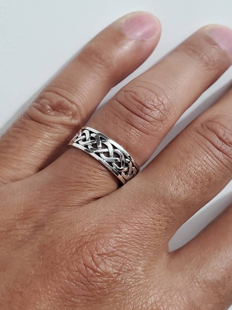 Celtic Woven Oxidized Unisex Wedding Ring – 925 Sterling Silver