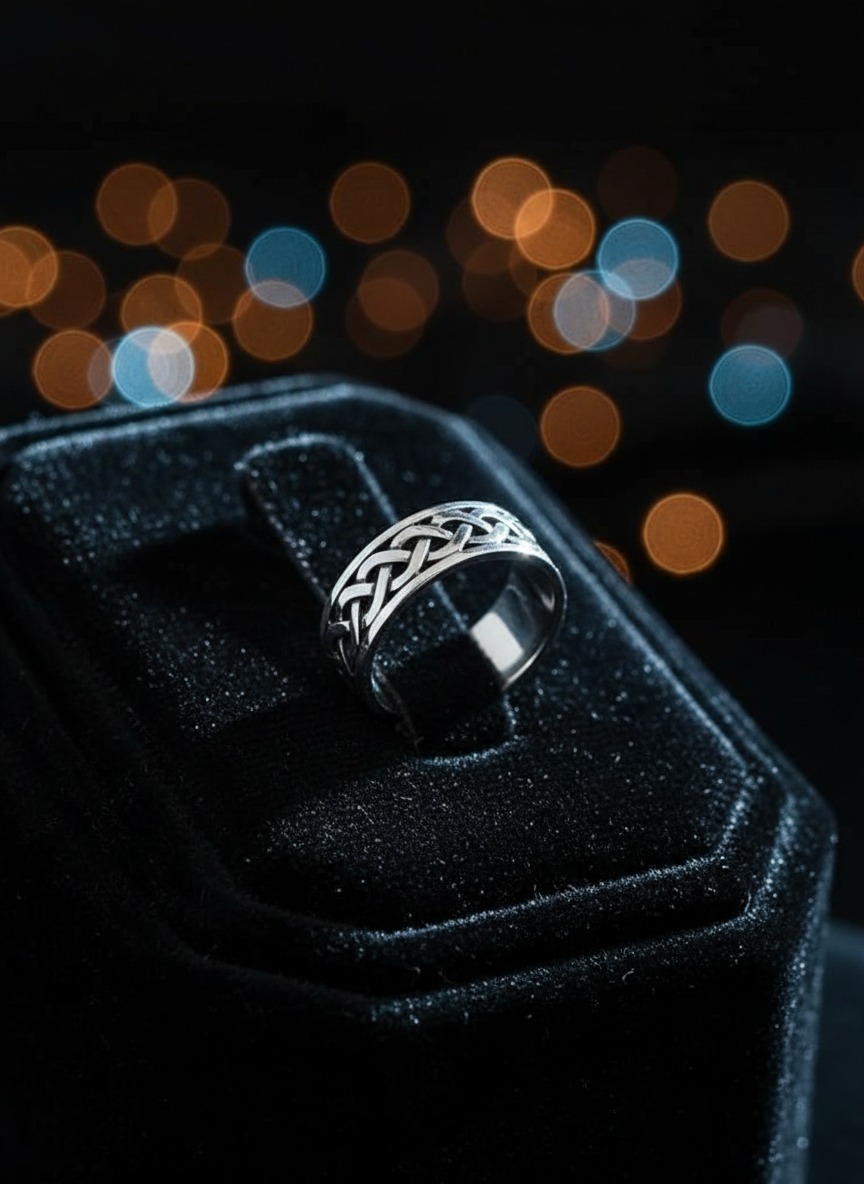 Celtic Woven Ring 925 Sterling Silver 7mm Unisex Wedding Band Oxidized