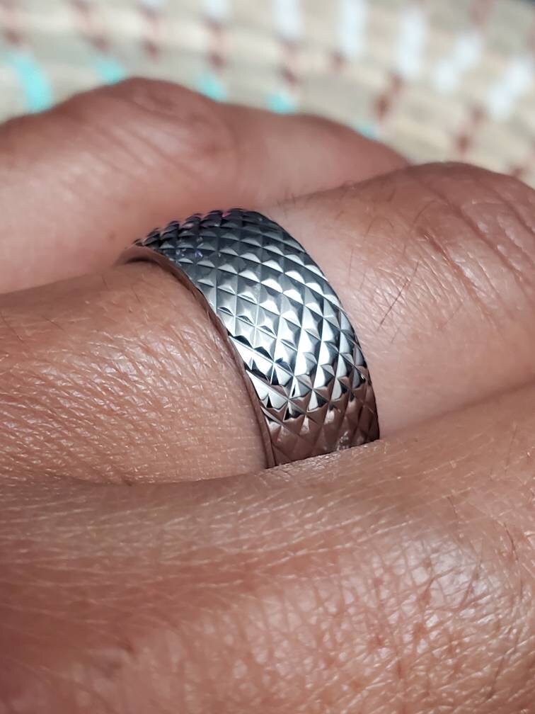 Stainless Steel 316L Men's Diamond Thread Design Ring