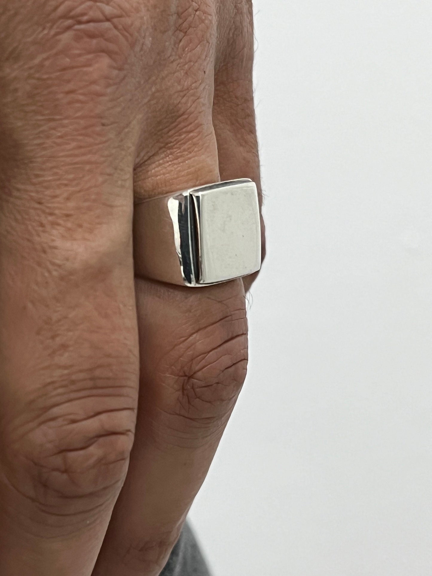 Sterling Silver Signet Ring: Bold 14mm Men's Band