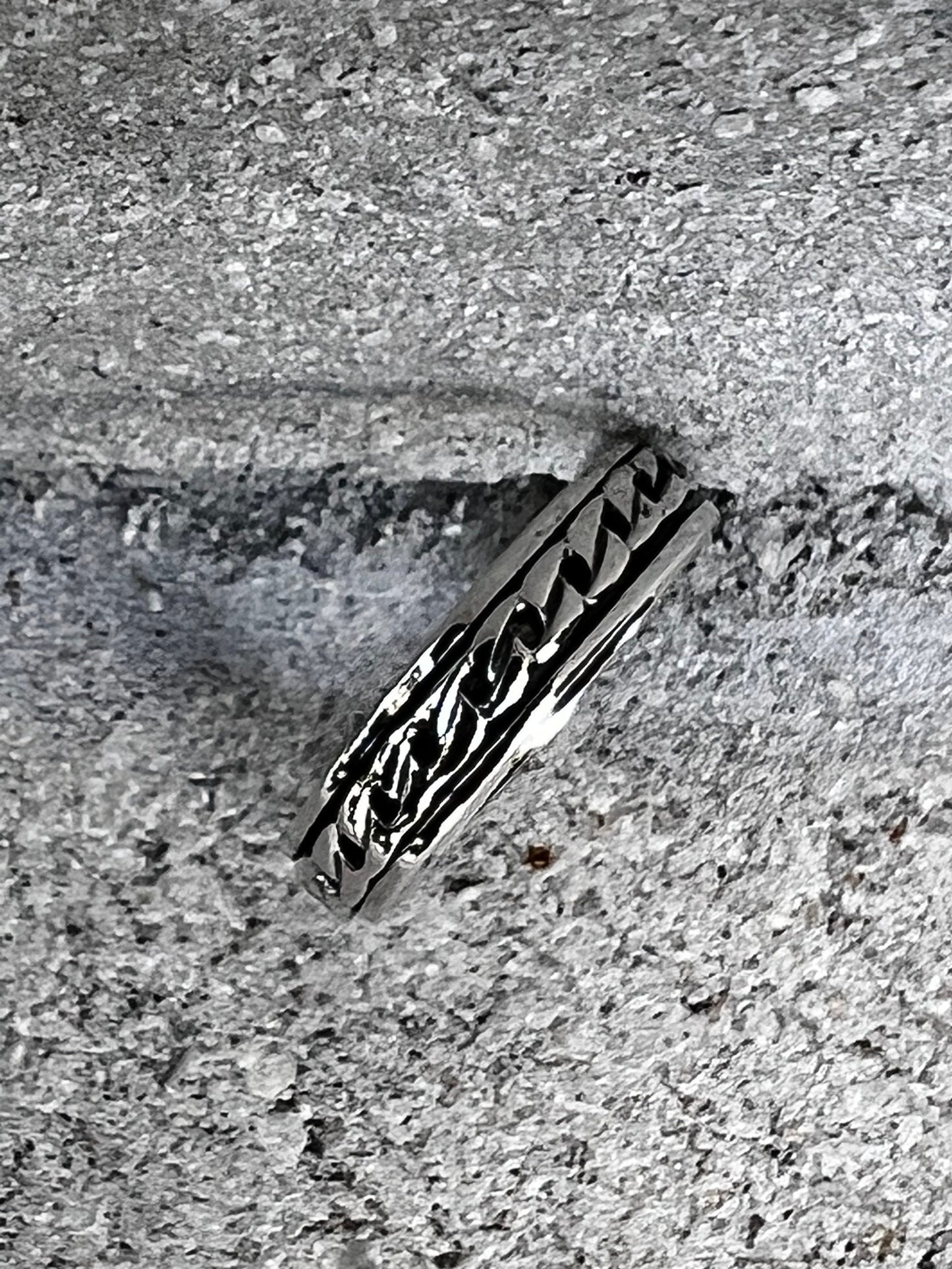Sterling Silver Cuban Link Ring: Unisex Chain Band, 5mm