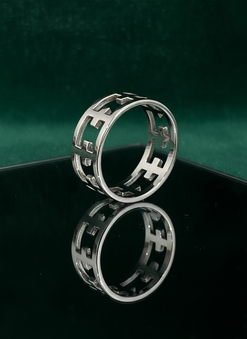 Cross Band Men's Sterling Silver Band