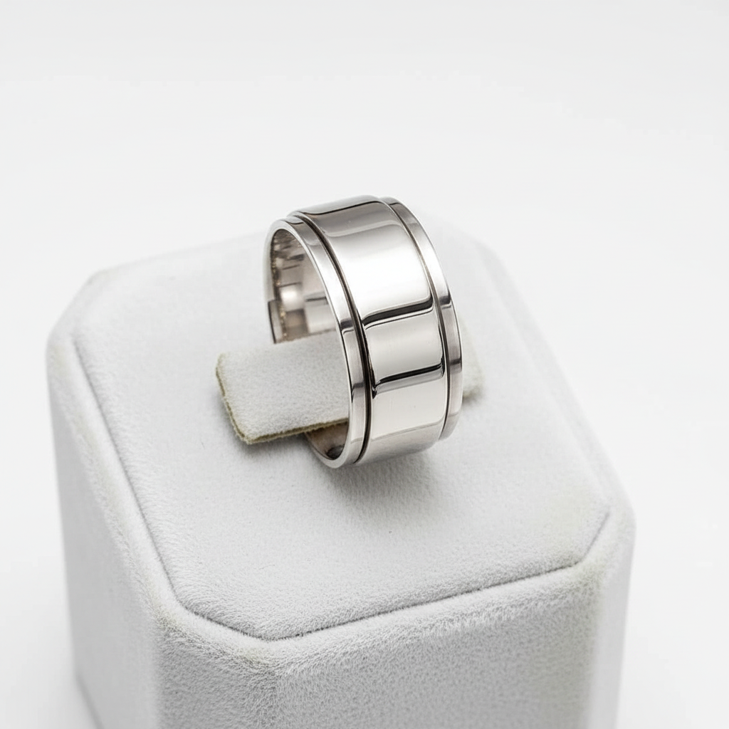 Thick Men's Spinner Wedding Ring – 925 Sterling Silver
