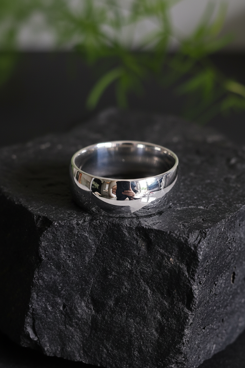 Elegance in Solid Band – Sterling Silver with 8mm Width