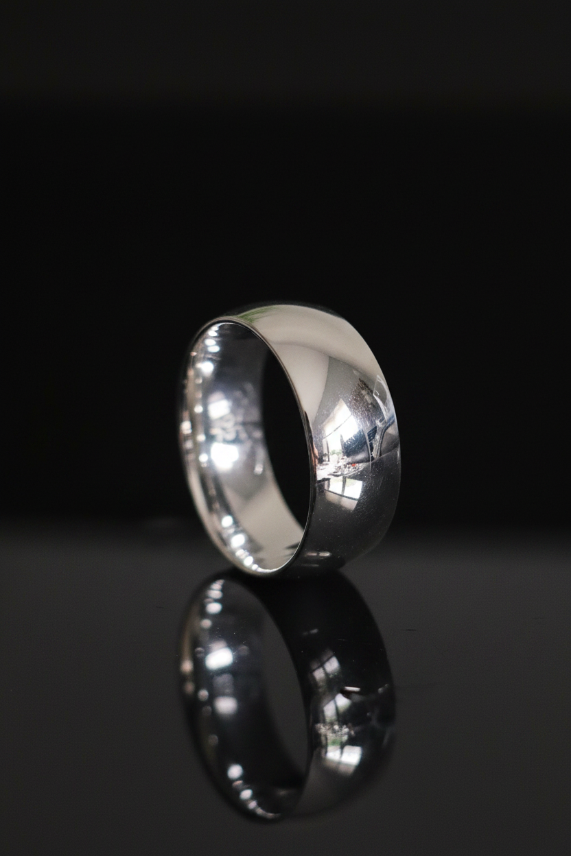 Elegance in Solid Band – Sterling Silver with 8mm Width