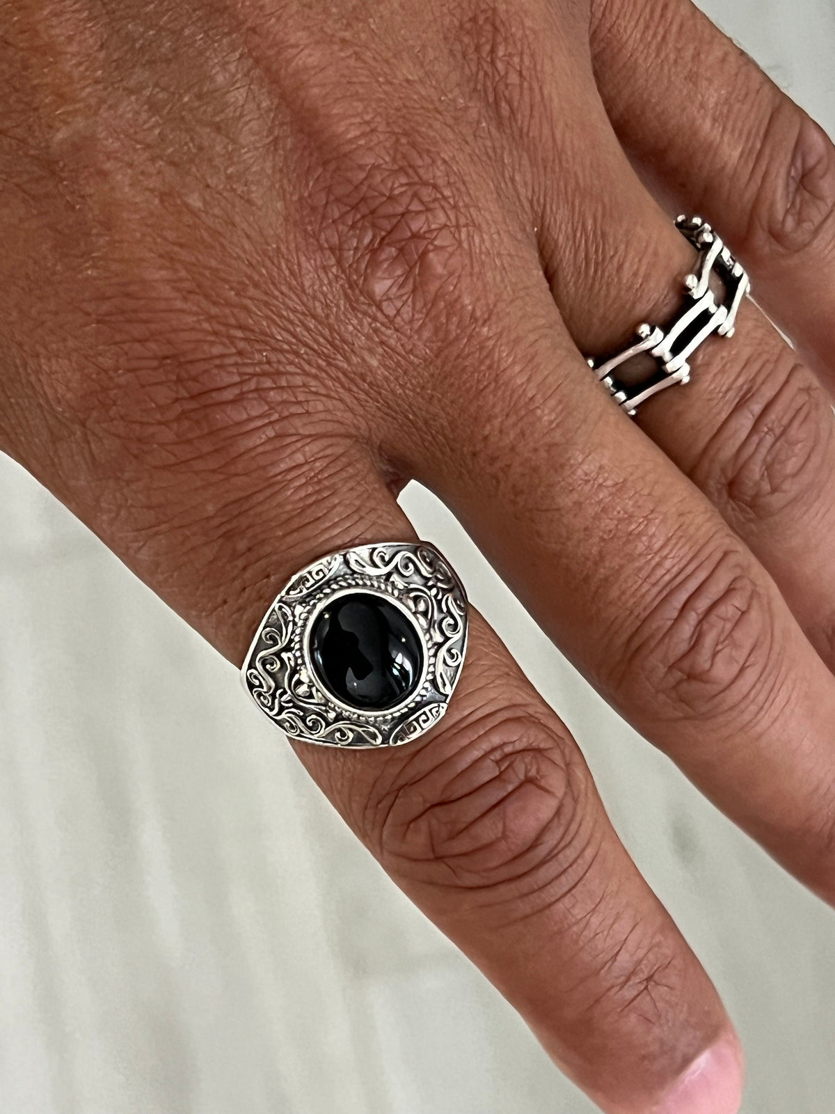 Oxidized Onyx Unisex Signet Ring – Sterling Silver