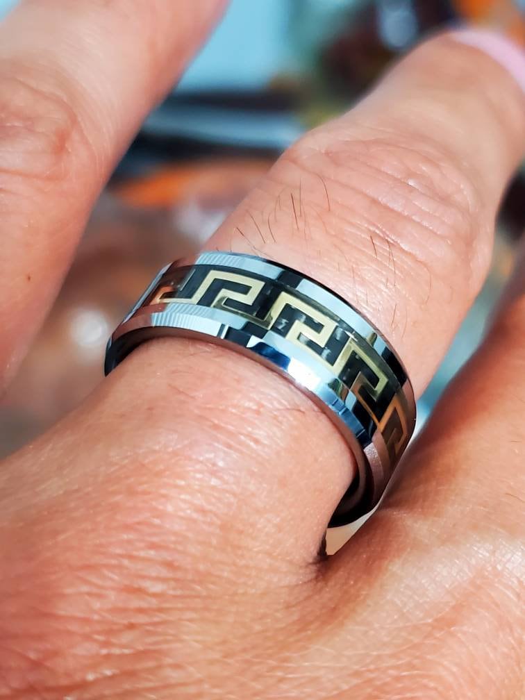 Gold Silver Band Tungsten Men's Ring