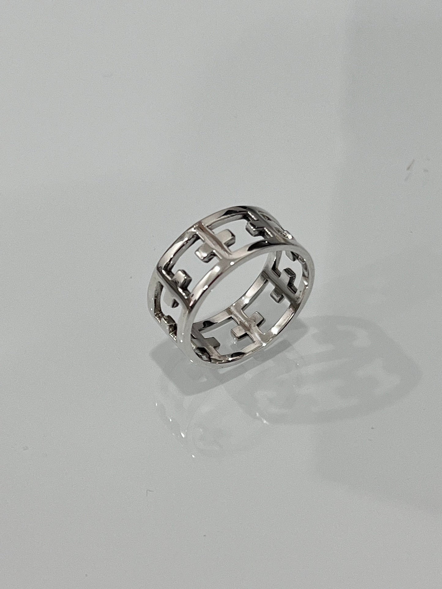 Cross Band Men's Sterling Silver Band