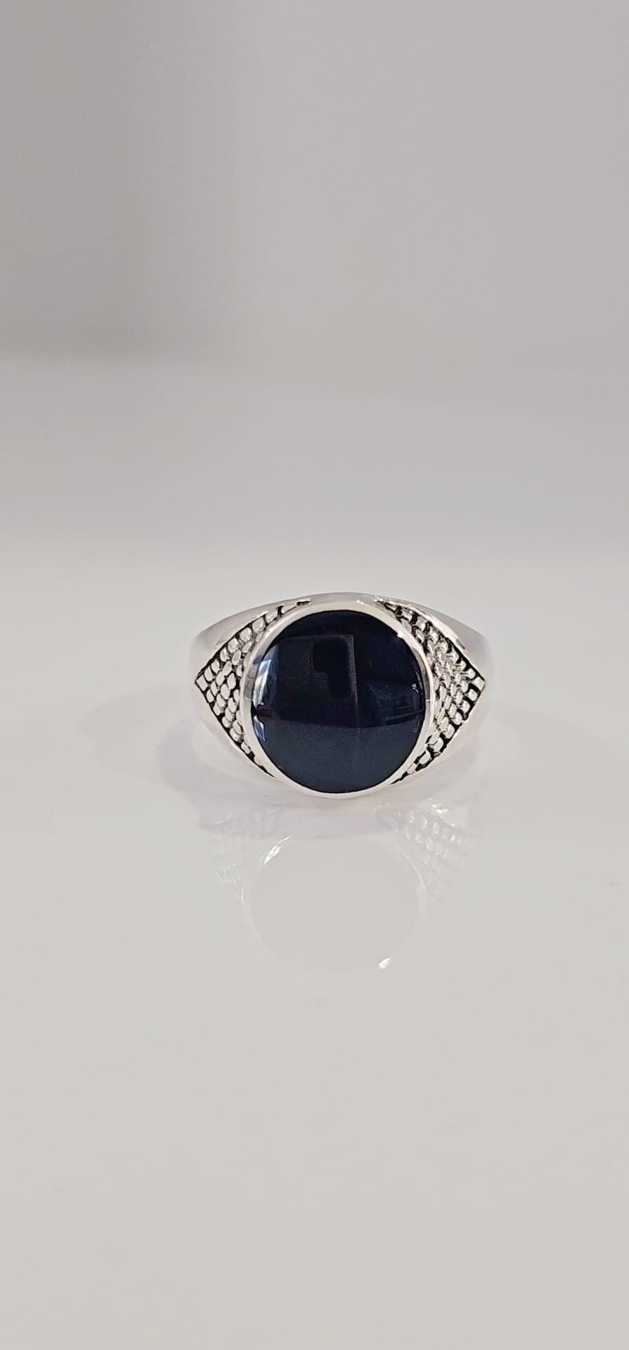 Black Onyx Sterling Silver Men's Signet Ring: Gothic Band