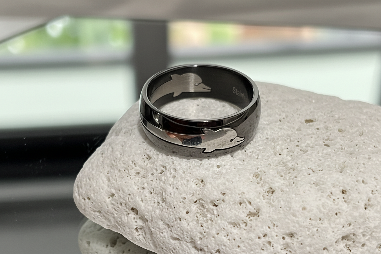 Dolphin Band Stainless Steel Men's Ring