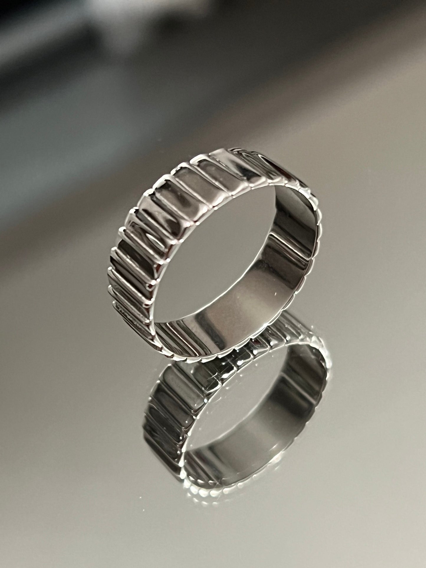 Striped Twist Men's Sterling Silver Ring