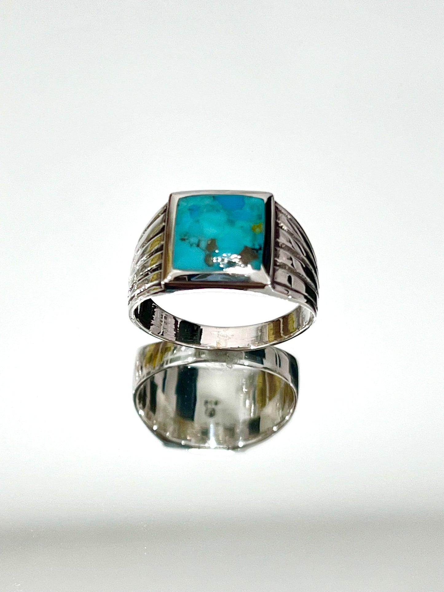 Turquoise Stone Men's Silver Ring, Sterling Silver Ring for Men, Oxidized Traditional Men's Ring