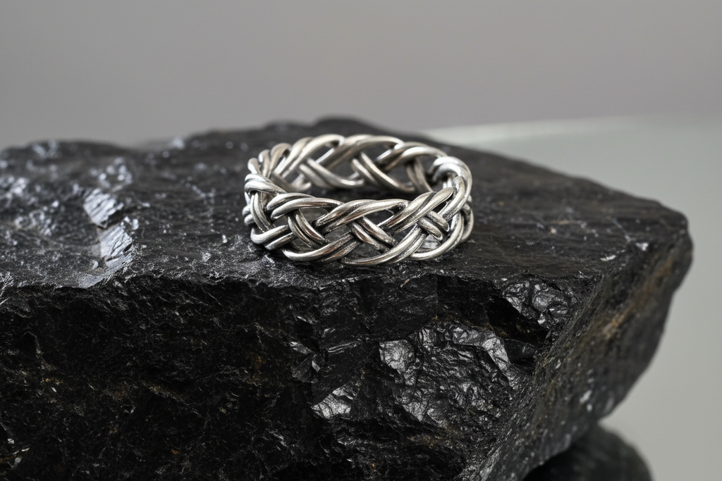 Love Intertwined Braided Sterling Silver Men's Ring