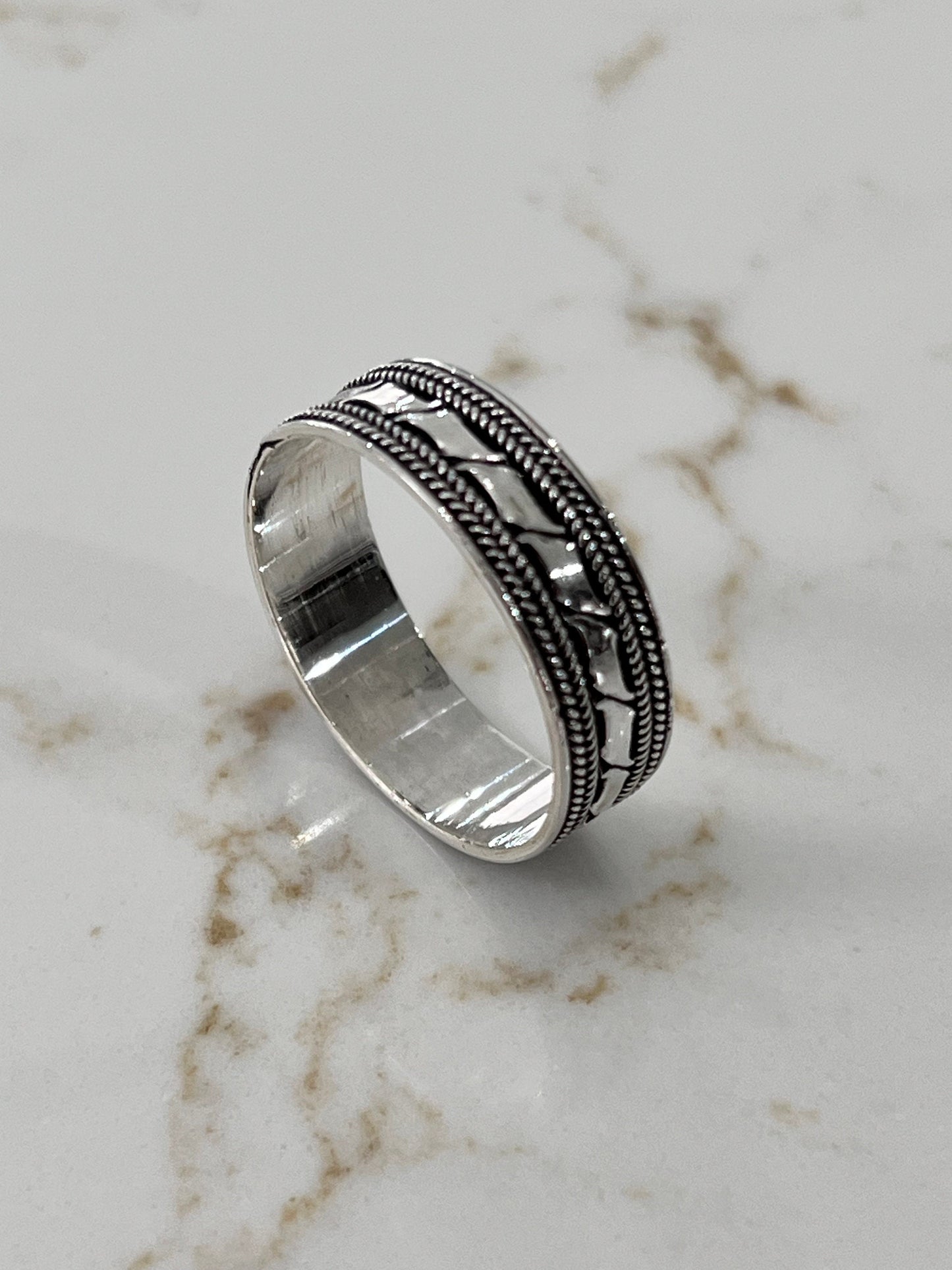 Double Braided Men's Bali Ring Sterling Silver