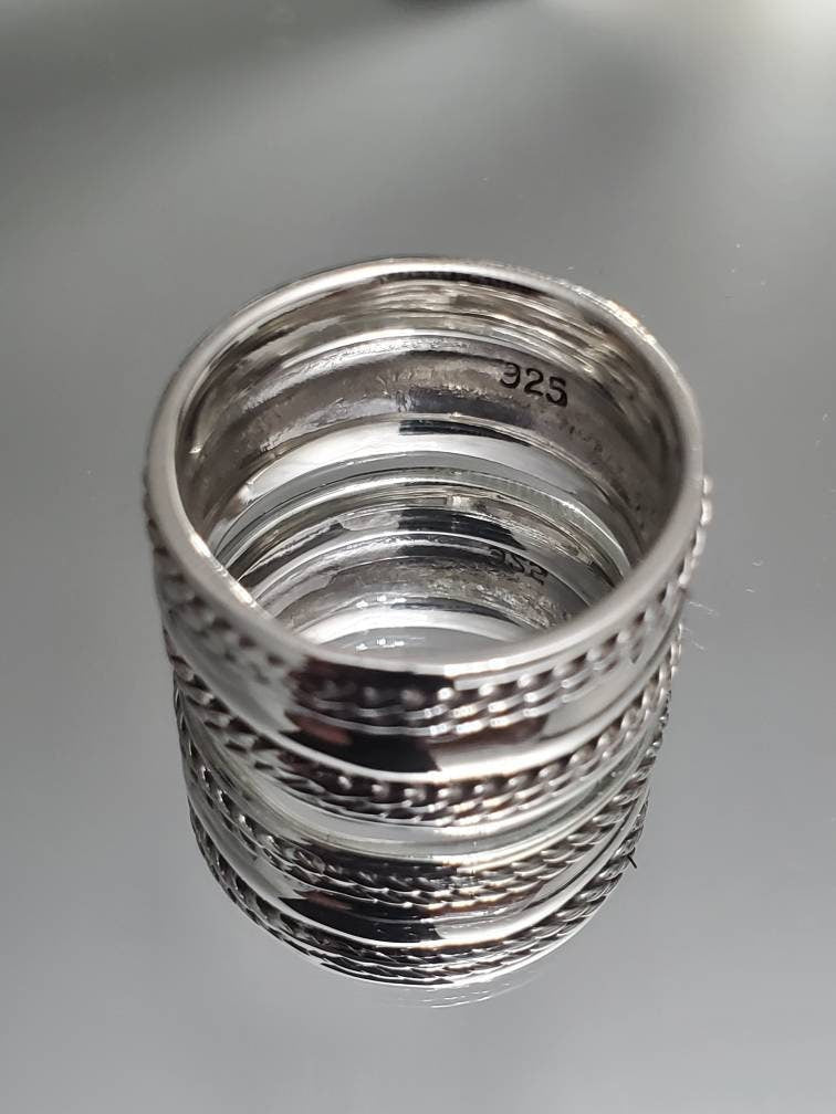 Double Chain Link Sterling Silver Men's Band