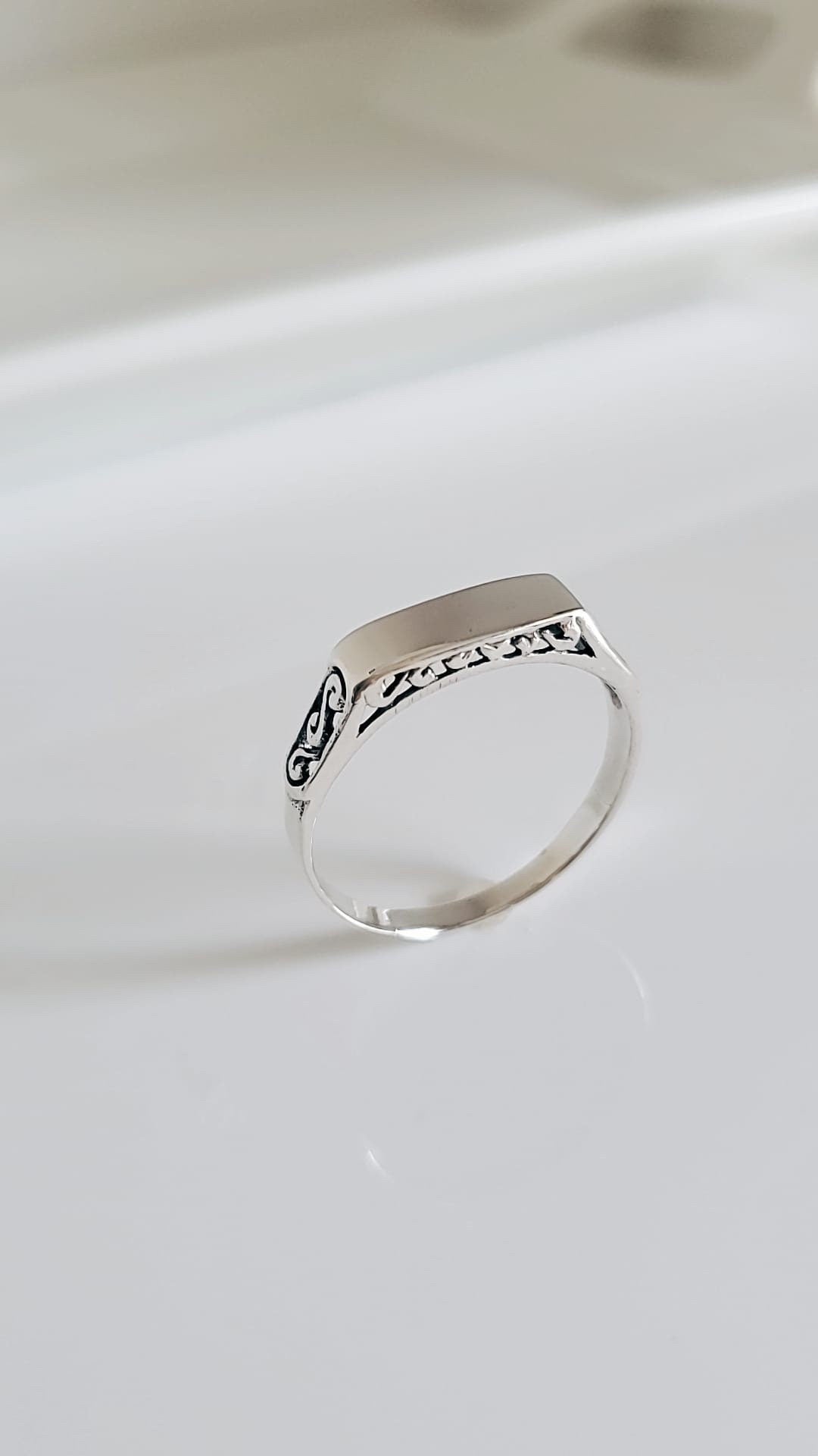 Oxidized Sterling Silver Design Ring