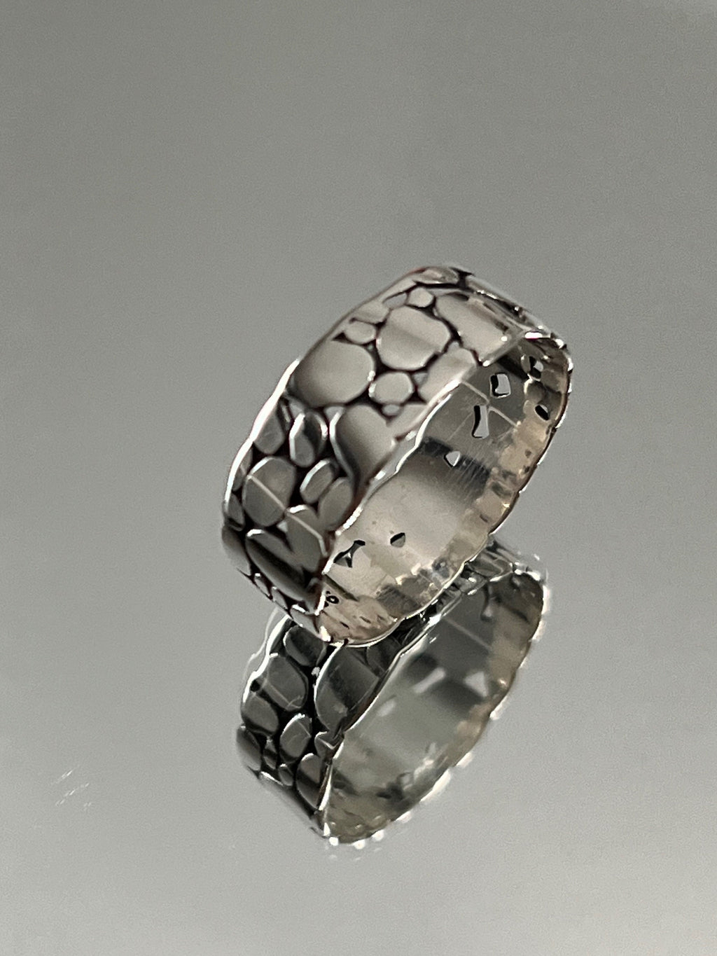 Stonework Men's Wedding Ring – Sterling Silver