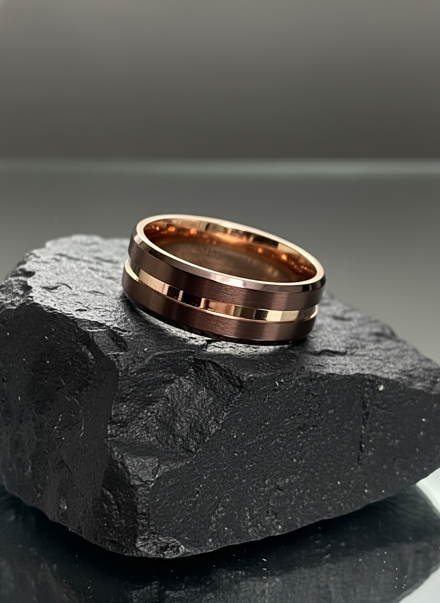 Rose Gold Titanium 8mm Men's Ring