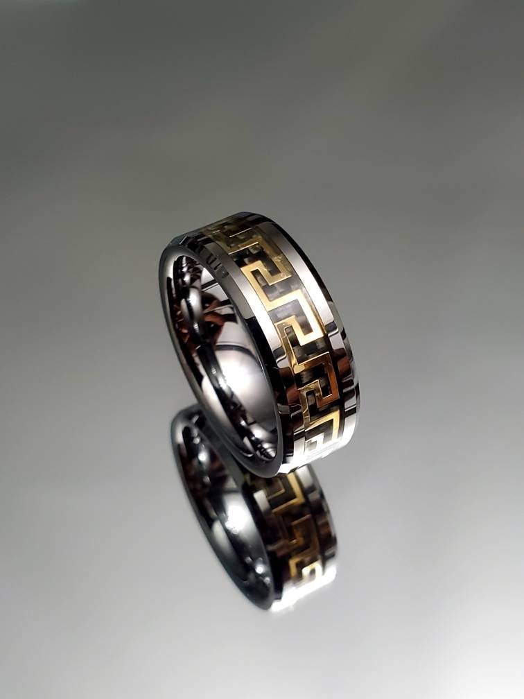 Gold Silver Band Tungsten Men's Ring