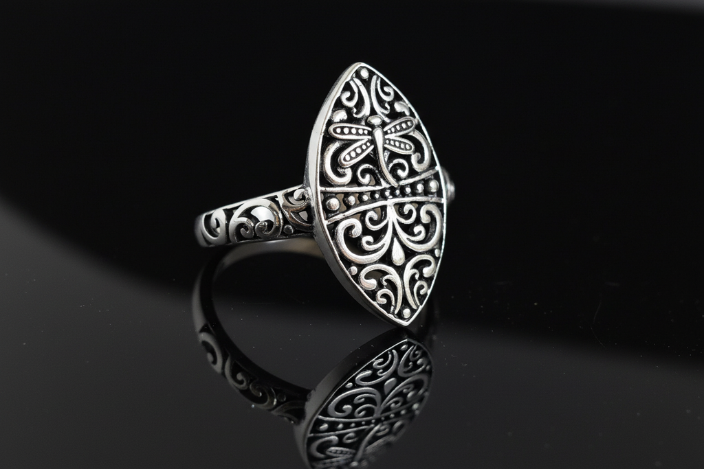 Dragonfly Ring – 925 Sterling Silver with Oxidized Finish