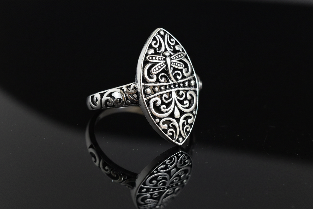 Dragonfly Ring – 925 Sterling Silver with Oxidized Finish