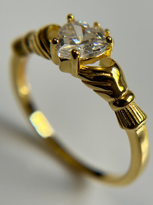 Gold Tone Irish Celtic Claddagh Ring